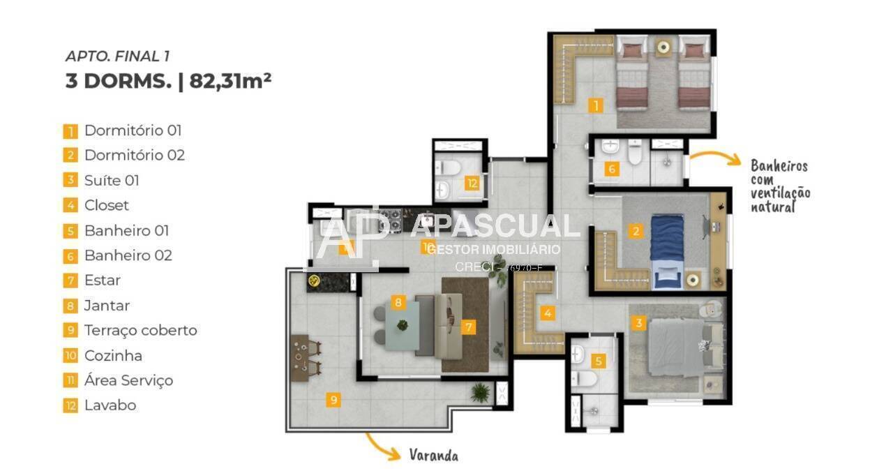 Apartamento à venda com 3 quartos, 82m² - Foto 8