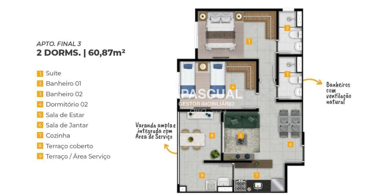 Apartamento à venda com 2 quartos, 61m² - Foto 7