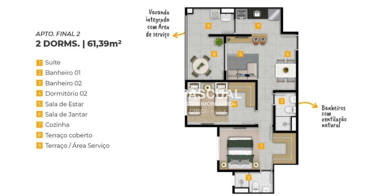 Apartamento à venda com 2 quartos, 61m² - Foto 8