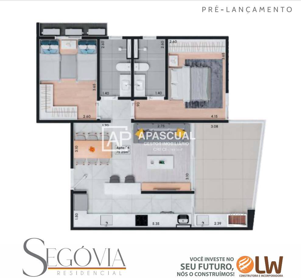 Apartamento à venda com 2 quartos, 72m² - Foto 9