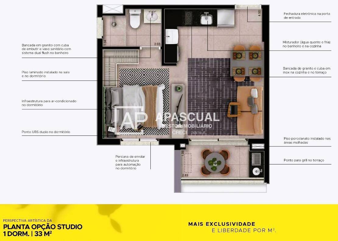 Apartamento à venda com 1 quarto, 33m² - Foto 6